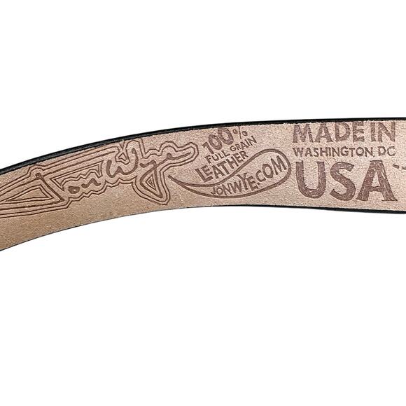 Jon Wye Elephant Graphic Black 100% Leather Belt Small - Picture 5 of 6